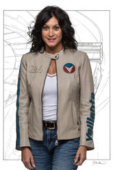 Michel Vaillant Gabrielle ecru leather jacket for women